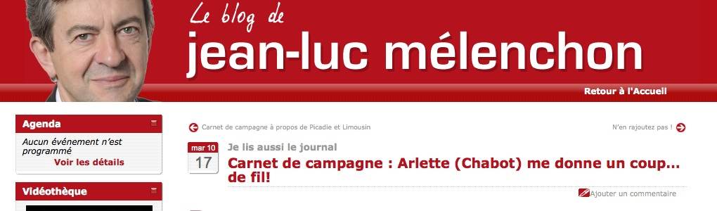 Capture d'écran du blog de Jean-Luc Mélenchon
